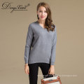 Oem Service V Neck Loose Type Women Wool Knitted Sweater From Manufactured In China